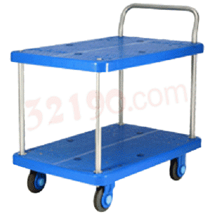Uni-Silent PLA300-T2全静音手推车(塑板910*600mm,承重300KG,双层推车,固定式金属扶手)