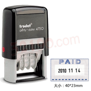 Trodat卓达4750L日期+文本 组合回墨印(PAID)