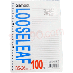 Gambol渡边LL0101 B5 26孔100页活页内芯本子本子