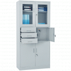 宏祎YZ-034偏三斗内保险玻璃对开柜(H1800W900D400)通体